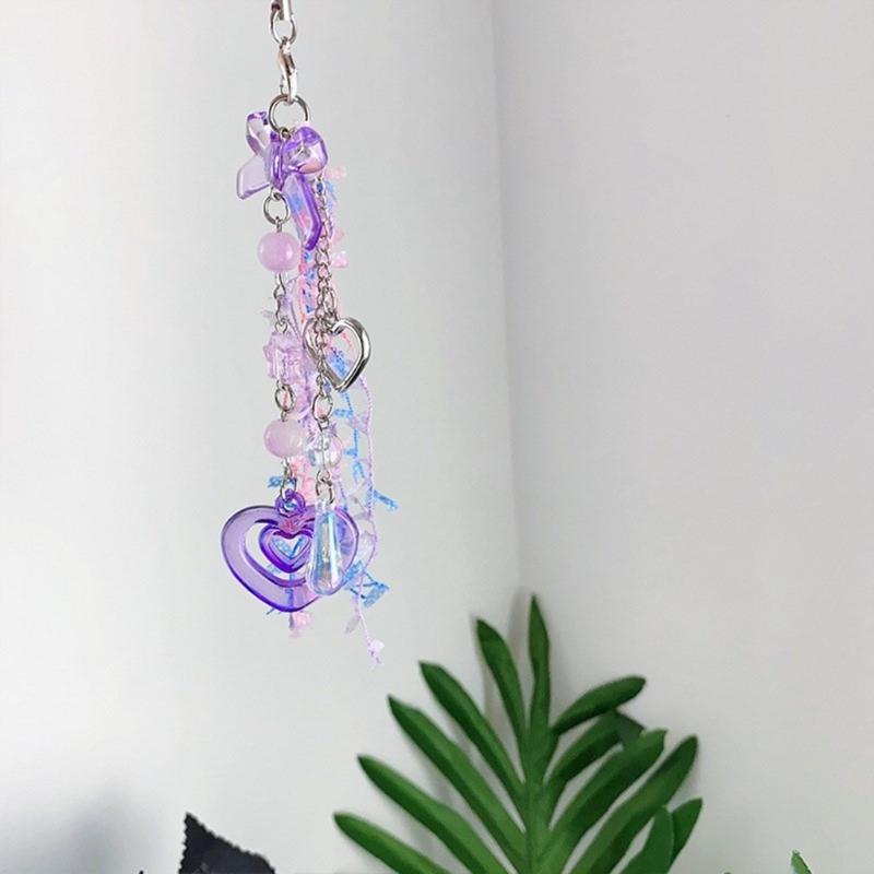 Acrylic Bows Keychain Pendant Multicolor Lace Ribbon Pendant Key Chain Fashionable Decoration for Phones Car Keys Bags