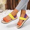 Women's Elastic Band Flat Shoes - 2023 Summer Outdoor Roman Sandals, Imitation Straw Linen Design