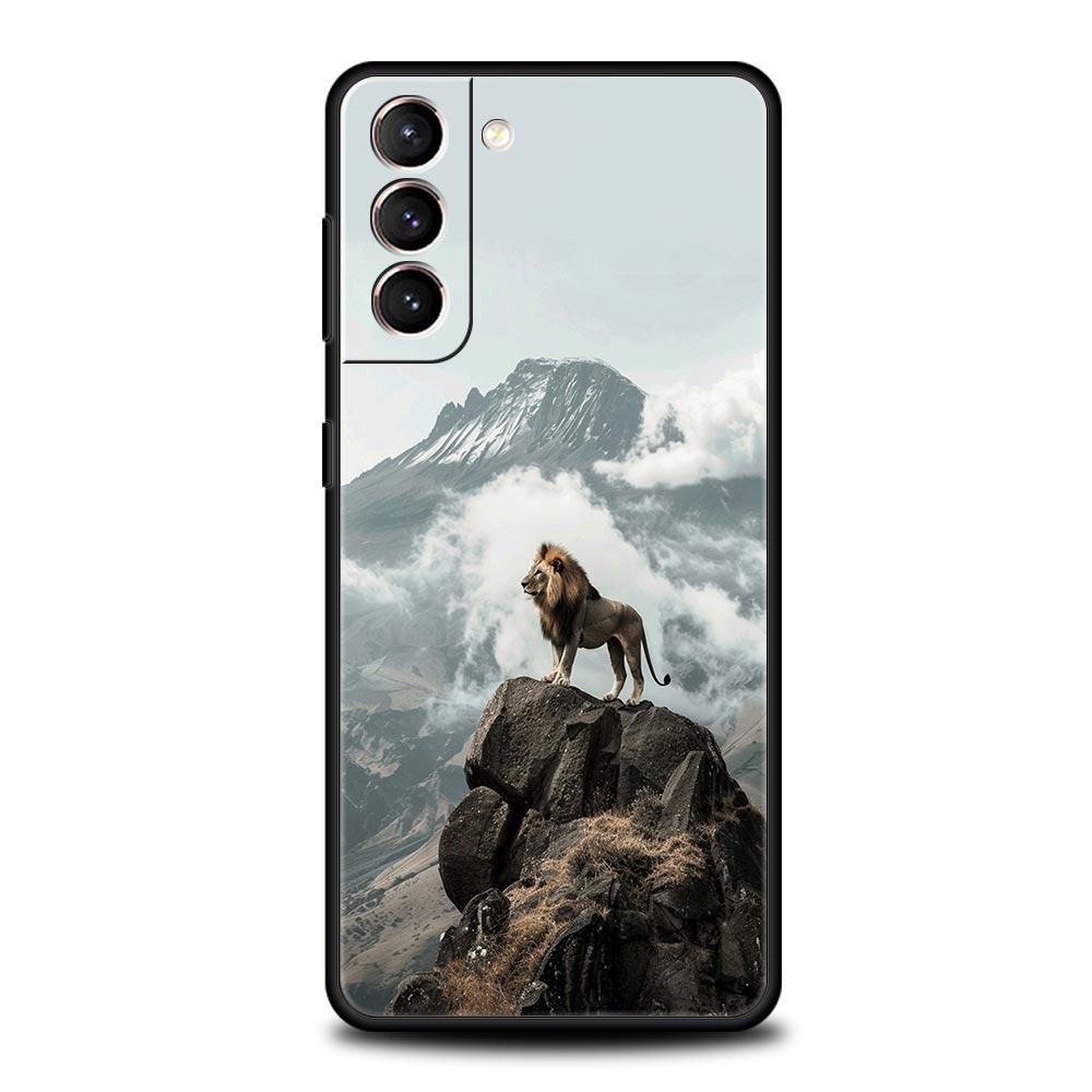 Lion King Animal Phone Case For Samsung Galaxy S26 Ultra S25 Plus S24 FE S23 S22 5G S21 S20 Cover Black Soft