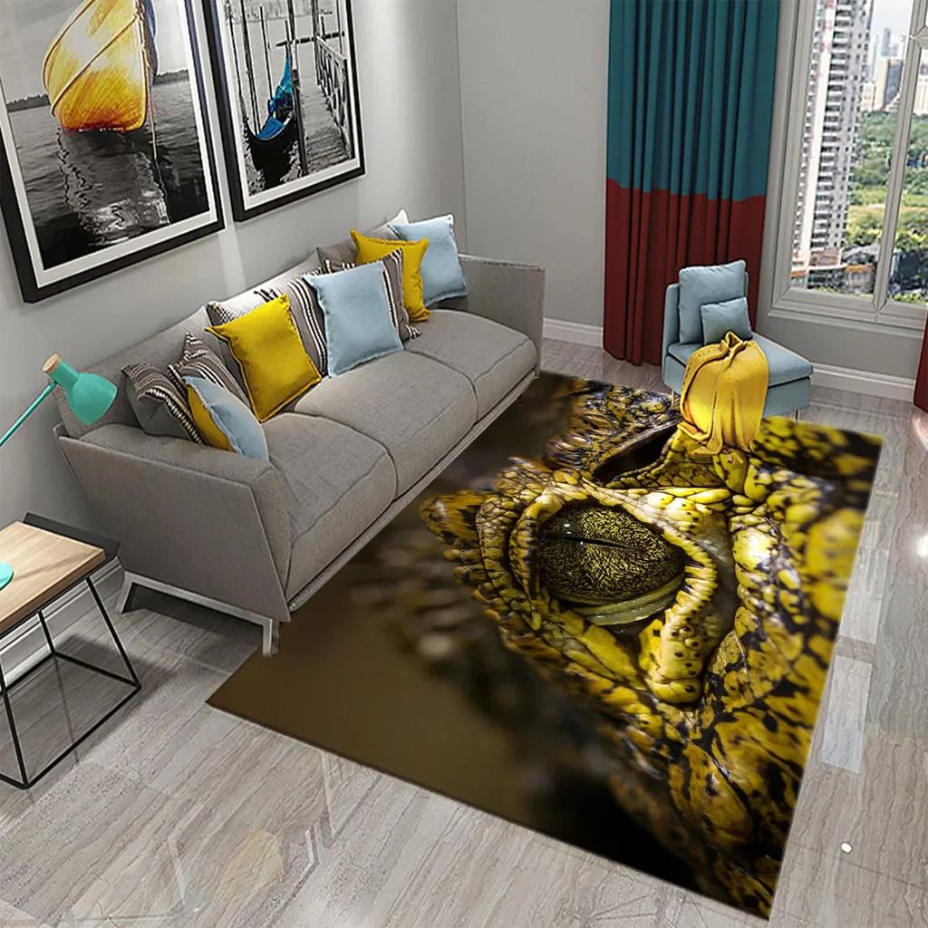 3D Crocodile Carpet Ferocious Wild Animal Rug for Living Room Bedroom Decor Carpet Kids Room Play Floor Mat Child Game Area Rug