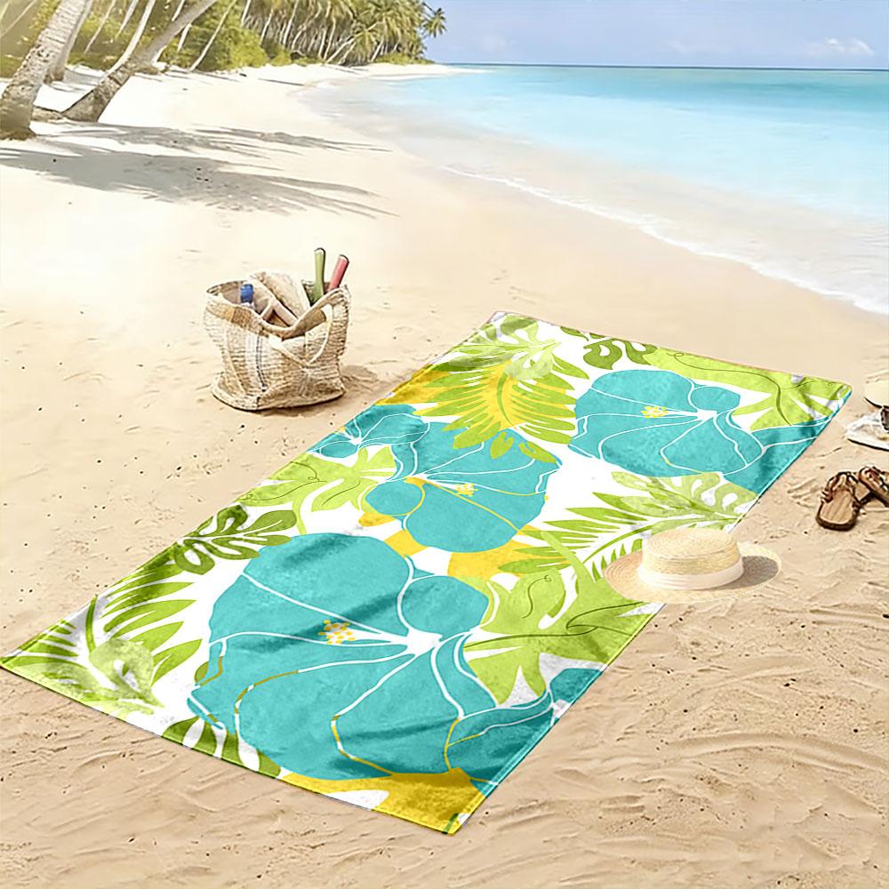 Tropical Blue Flower Pattern Beach Towel Quick-drying for Travel Outdoor Sports Jogging Beach and Swimming