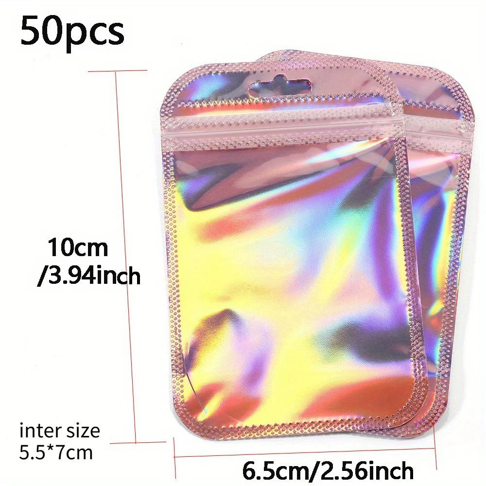 Laser Rainbow Self Sealing Bag Reusable Sealed Zipper Lock Packaging Bag Earrings Necklaces Hair Accessories Wrapping Pouch Product Storage Sack
