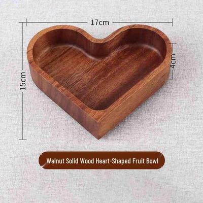 Chinese Style Walnut Wood Heart Fruit Plate