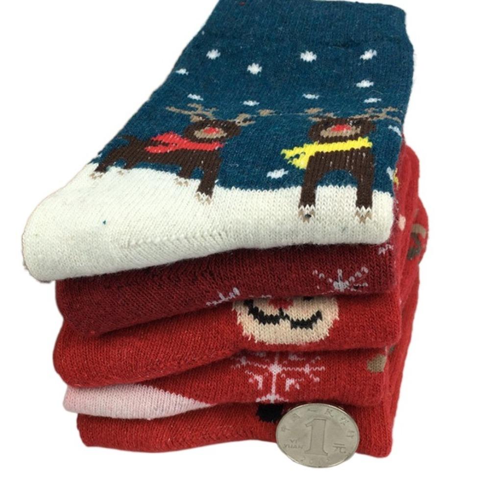 5 perechi Șosete de Crăciun din Lână Șosete Medii cu Brad de Crăciun Șosete Drăguțe pentru Femei La Mulți Ani