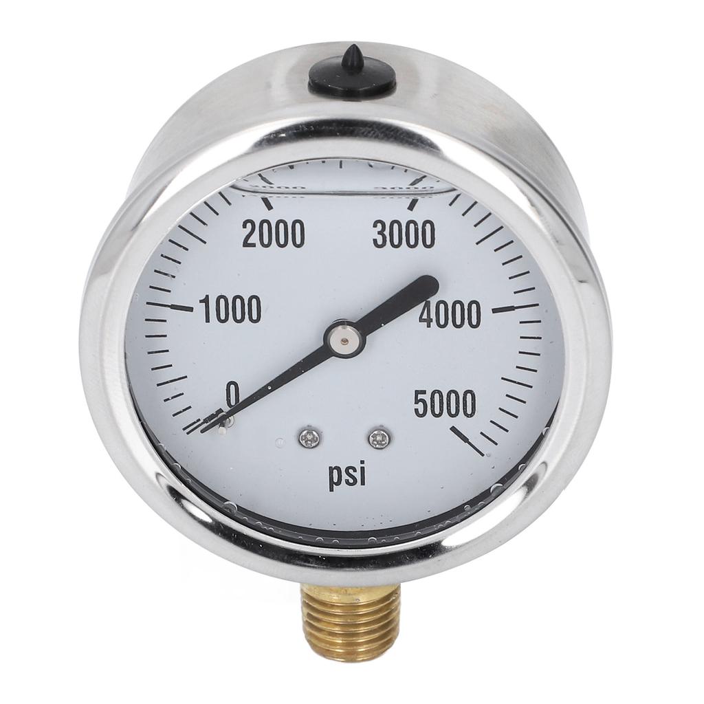 Hydraulic High Pressure Gauge Glycerin Liquid Filled 5000PSI 2.5in Dial 14in NPT Stainless Steel