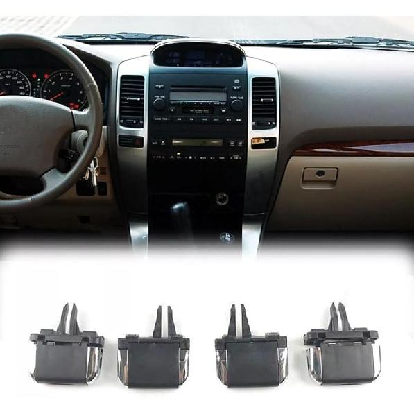 4PCS Brown Front A/C Air Vent Outlet Tab Clip for Toyota Prado LC120 2003 2004 2005 2006 2007 2008 2009 (Black)