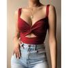 Women Summer Vneck Tank Top With Tiefront Elastic Band For Street Fashion