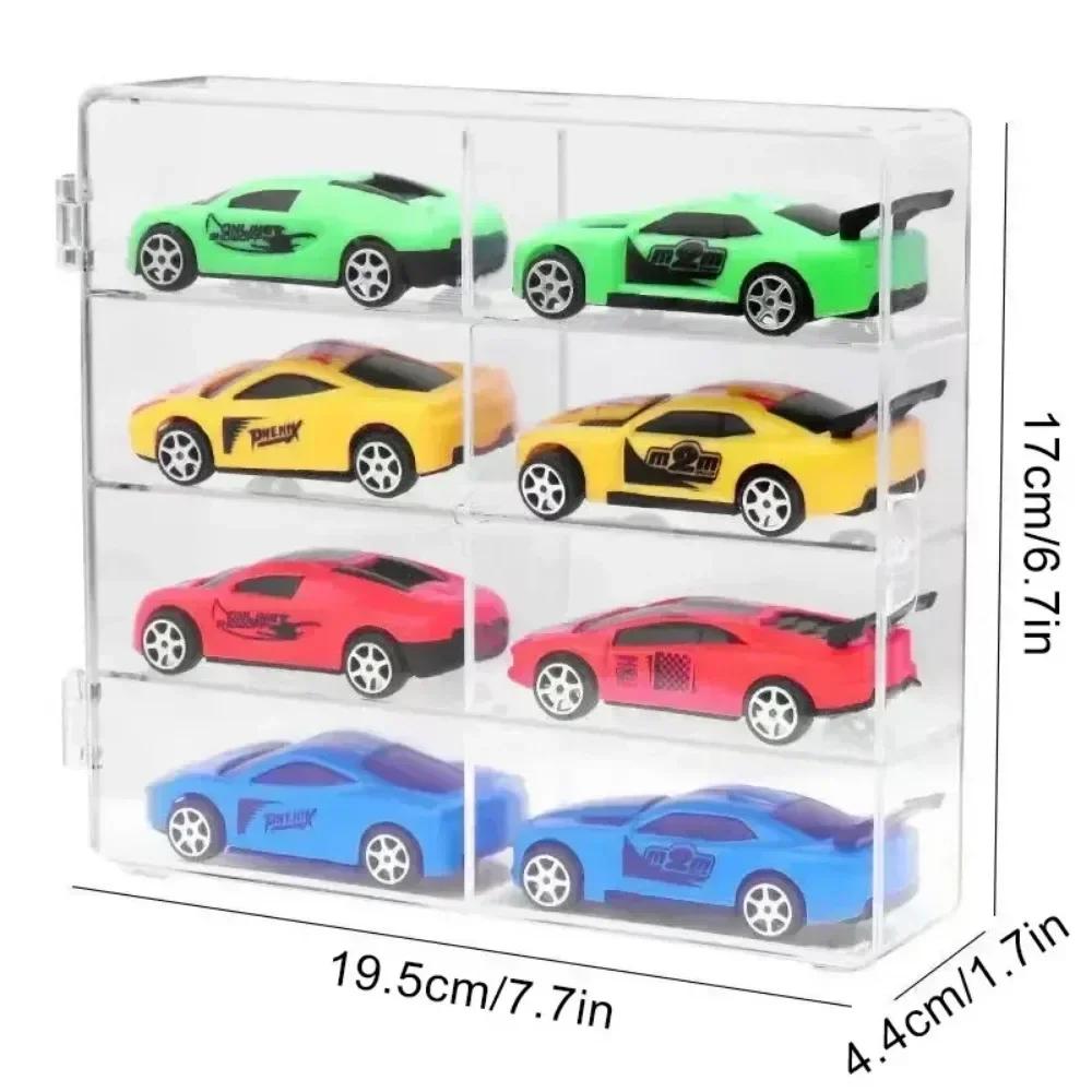 Acrylic Car Display Box 1:64 For Hot Wheels Car Model Toy 8 Grid Cabinet Rack Dustproof Stackable Car Storage Boxes Transparent