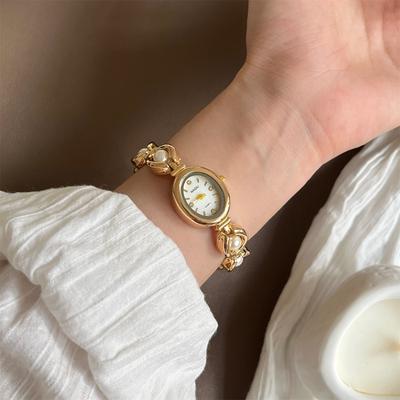 Luxury Pearl Inlaid Bracelet Watch Fashion Women Quartz Watches Brand Oval Dial Dress Wristwatches Dropshipping Relogio Feminino
