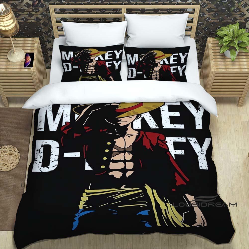 ONE PIECECartoon Monkey D. Luffy Bedding Set (duvet Cover and Pillowcases), Extra-large/large Size, Machine Washable, a Holiday