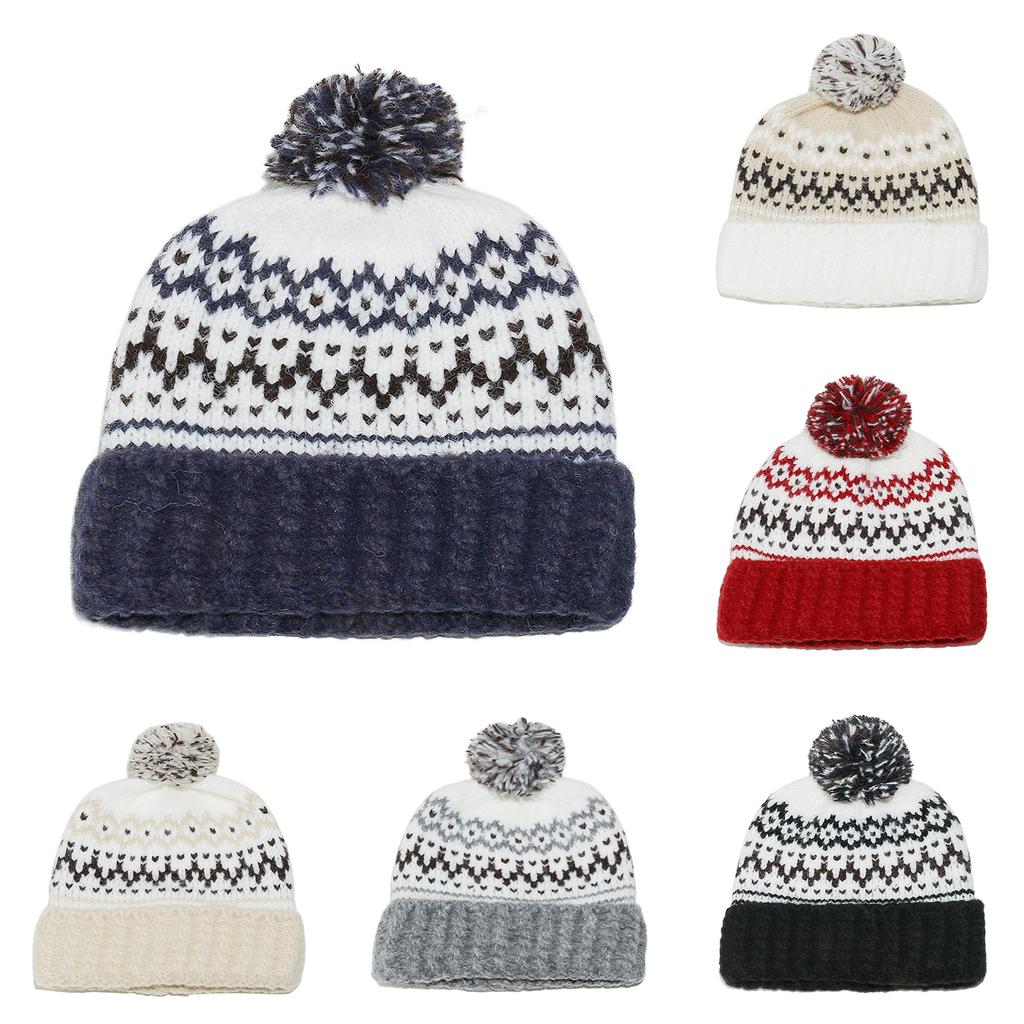 Ladies' Geometric Diamond Knitted Hat, Big Head Circumference Knitted Hat