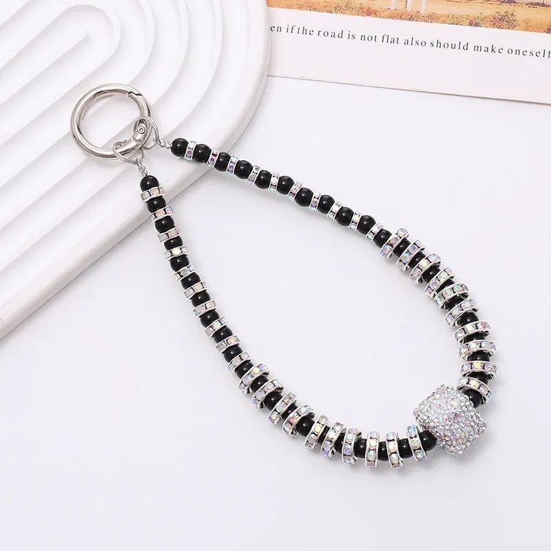 Diamond Pendant Phone Lanyard Universal Lanyard Anti-lost Luxury Diamond-encrusted Wrist Chain Short Pearl Diamond Ring Strap