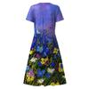 Women's Summer Casual Fashion Floral Print Short Sleeve V-Neck Swing Dress