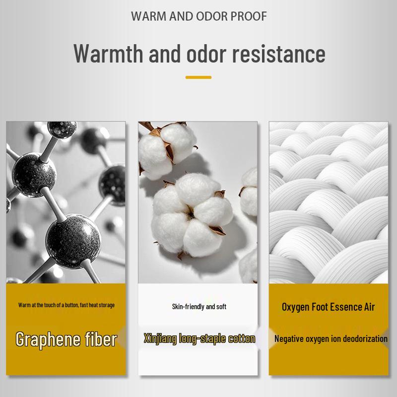 Mens & Womens Warm Odor-Resistant Graphene Mid-Calf Socks: Sweat-Absorbent, Breathable, Solid Color for Autumn & Winter
