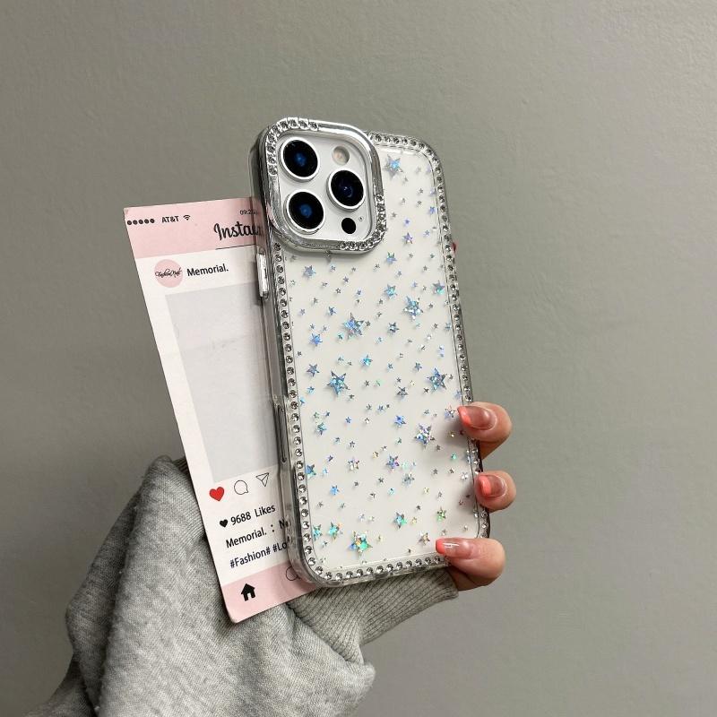 Luksuriøst Diamantstjerne Glitter Telefondeksel For iPhone 15 11 12 13 14 16 Pro Max 16 Plus Bling Gjennomsiktig Støtsikkert Mykt TPU-deksel