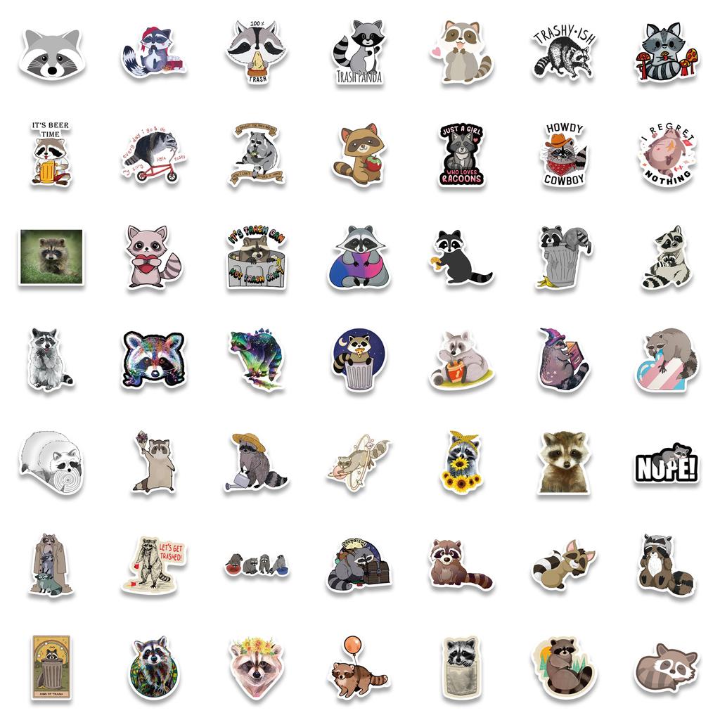 100 Cartoon Animal Raccoon Graffiti Stickers Decorate Ipad Suitcase Notebook Diy Waterproof Stickers