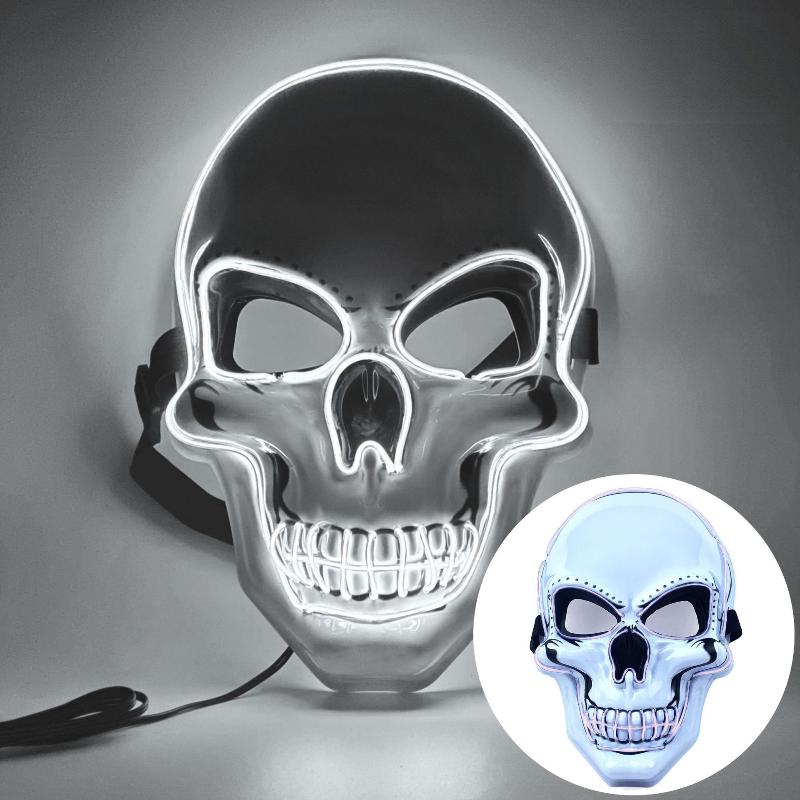 1Pcs Fashion Horror Halloween Skull Mask Led Light Cosplay Costume Cosplay Mask Halloween Party Supplies Halloween Party