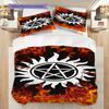 Supernatural Symbol Fire Background Threepiece Set 1 Duvet Cover 2 Pillowcase Without Core Christmas Birthday Gift