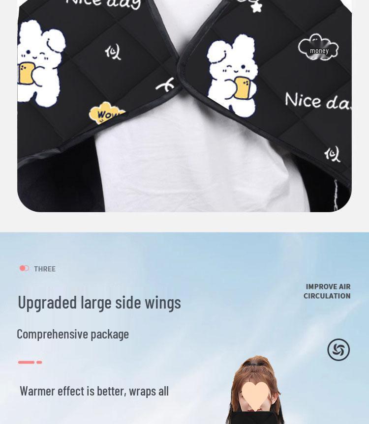 Winter Fleece Lined Windshield Cape: Thickened Windproof Cover for Neck, Shoulder Protection, Warmth & Cold Retention