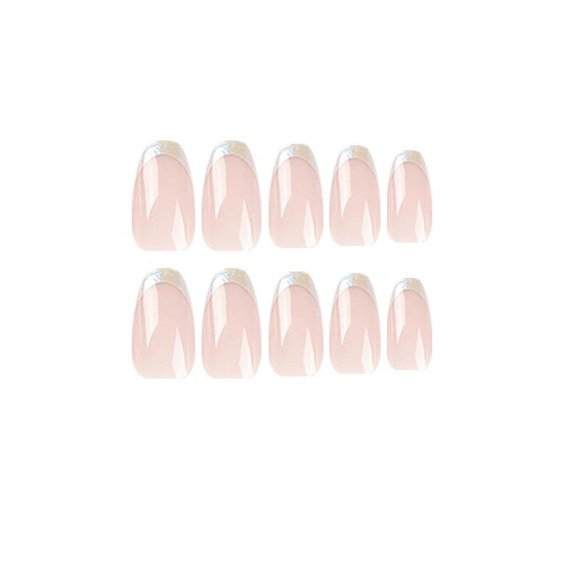 24 buc./set unghii rapide balet scurte, chenar alb, false, autocolant, purtabil, rezistent la apa, manichiura, unghii finisate