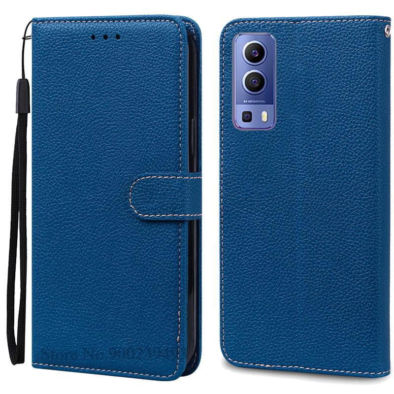 

Для чохла Vivo Y52 5G Чохол Y72 5G Шкіряний гаманець Чохол-книжка для телефону Для Vivo Y72 Y52 Чохол-накладка для Vivo Y 52 72 5G Coque Fundas For Vivo Y52 5G темно-синього кольору