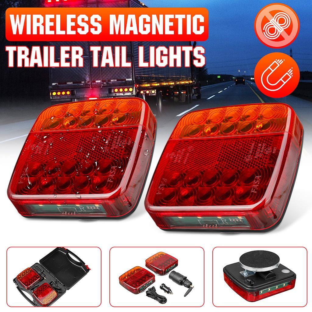 Trailer Rear Light Signal Warning Brake Light for Caravans Campers Lorry Caravan RV  2pcs Wireless Magnetic LED Truck Tail Light