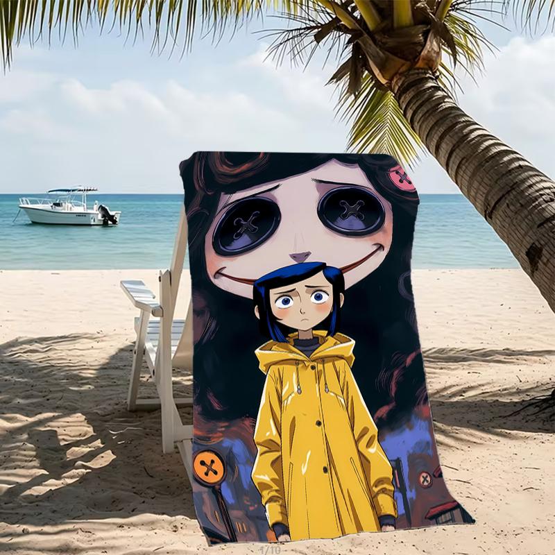 Beach Towel with Coraline Pattern - Soft,absorbent,machine Washable Lightweight&Modern,swimming,Travel Essentials