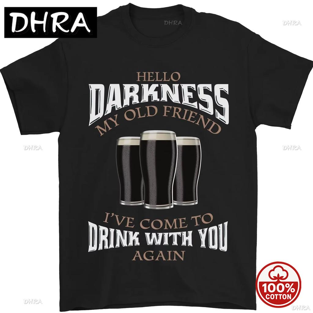 2026hello Darkness My Old Friend Funny Guiness Graphic T Shirts For Unisex Clothing Soft Cotton Tees Vintage Tops Printed Tshirt