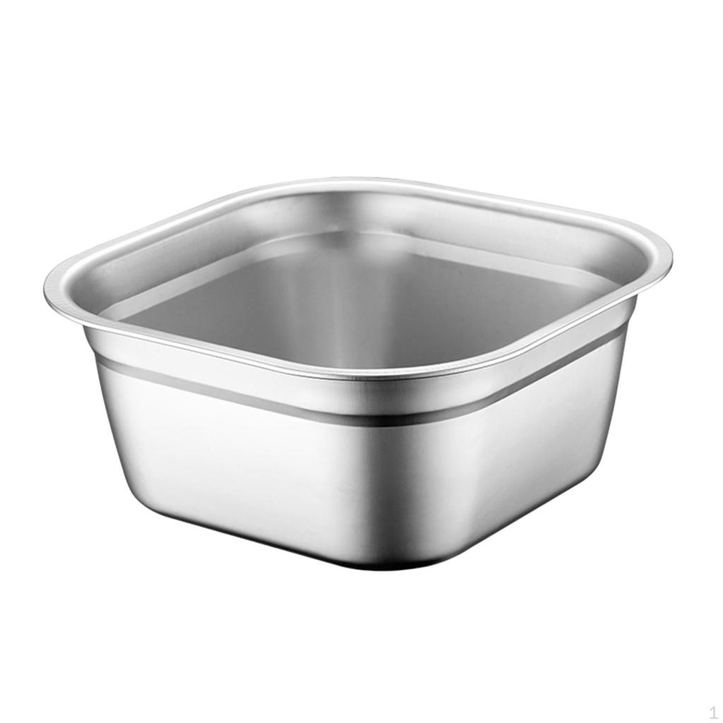 Stainless Steel Square Basin Catering Pan Multipurpose Soup Bowl Washing for Home Kitchen