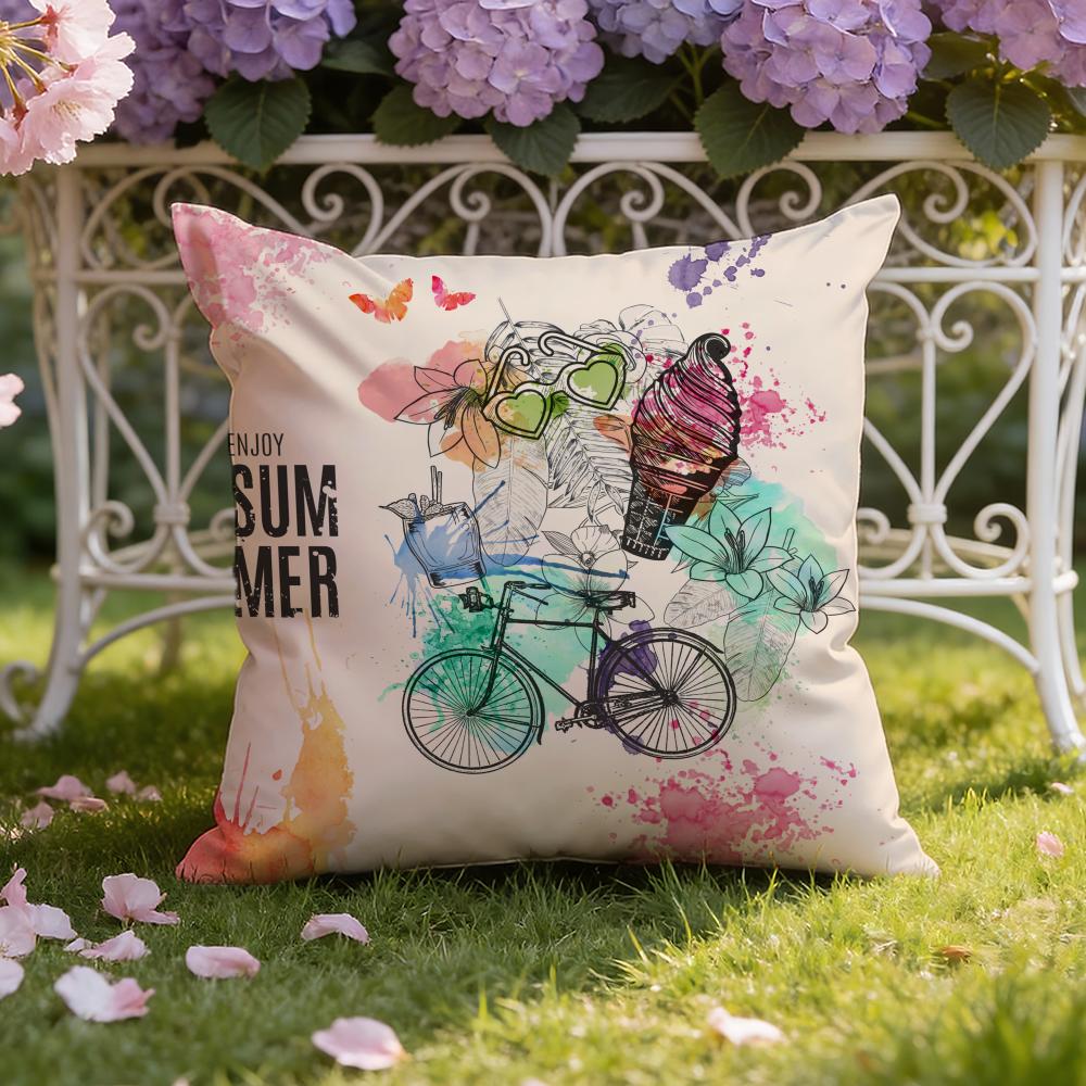 Country Flower Bicycle Cushion Cover Home & Car Dual-Scene Pillow Cover: Reversible for Premium Comfort
