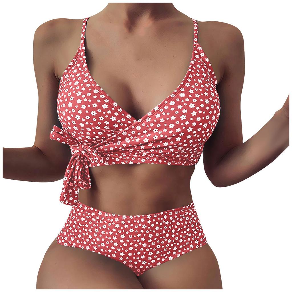 Damen-Bikini, Blumen-Set, Badeanzug, zweiteilig, gefüllter BH, Bademode, Strandmode
