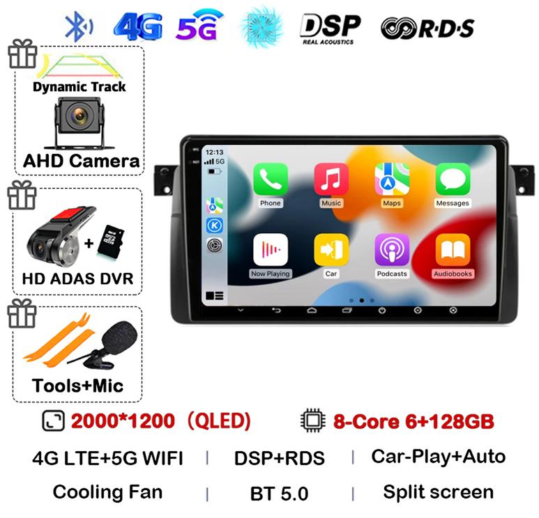 Android 14 Car Radio For BMW E46 M3 1998-2006 Multimedia Video Player 2Din 4G WIFI GPS Navigation Carplay Head Unit 360 Camera