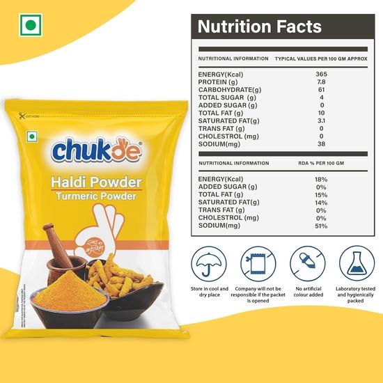 Chukde - Haldi Powder (17.63 OZ) - Turmeric Powder - Ideal For Cooking, Baking, and Health Support  - 500 Gram