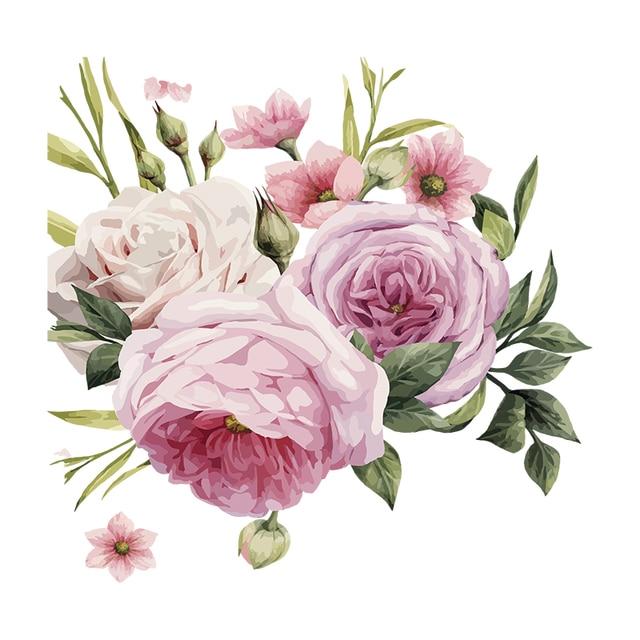 Trois Ratels Qcf4 aquarelle Bouquet fleur voiture autocollant vinyle Pvc décalcomanie pour maison chambre mur fenêtre porte réfrigérateur cuisine