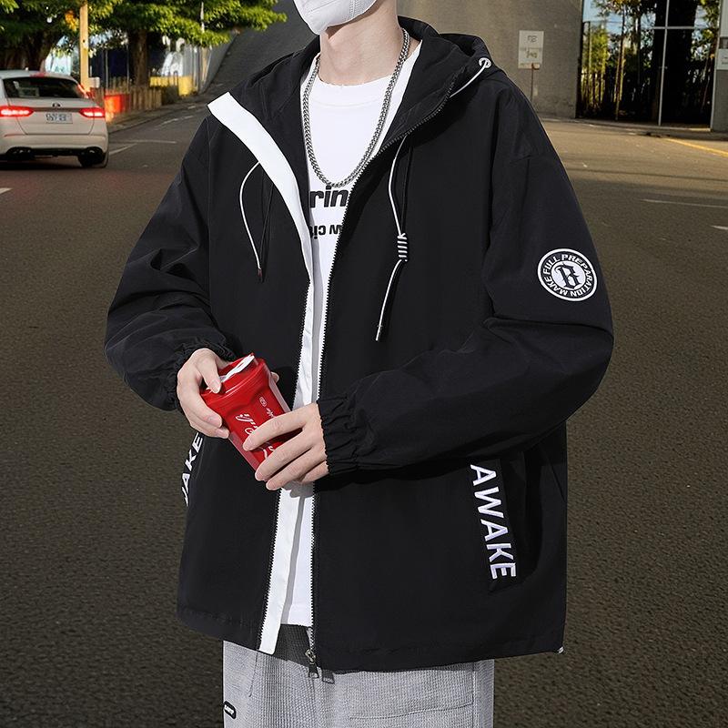 Jacke Herren Kapuzenjacke Frühling und Herbst Jacke Mode Lockere Jacke Herren Studenten Freizeitjacke