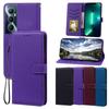 PU Leather Flip Wallet Phone Case for Realme C65 4G Litchi Texture Card Holder Kickstand Wrist Strap Protective Cover