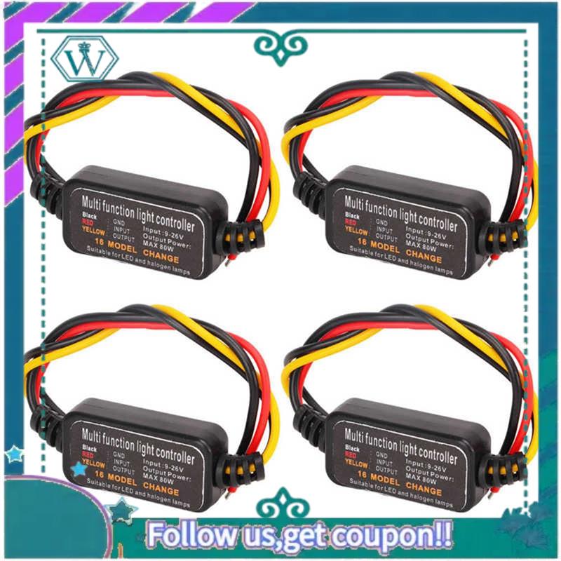 AA92-4Pcs 16 Modes Adjustable LED Brake Light Flasher Strobe Controller Universal For Car Motorcycle Replacement Parts Accessori