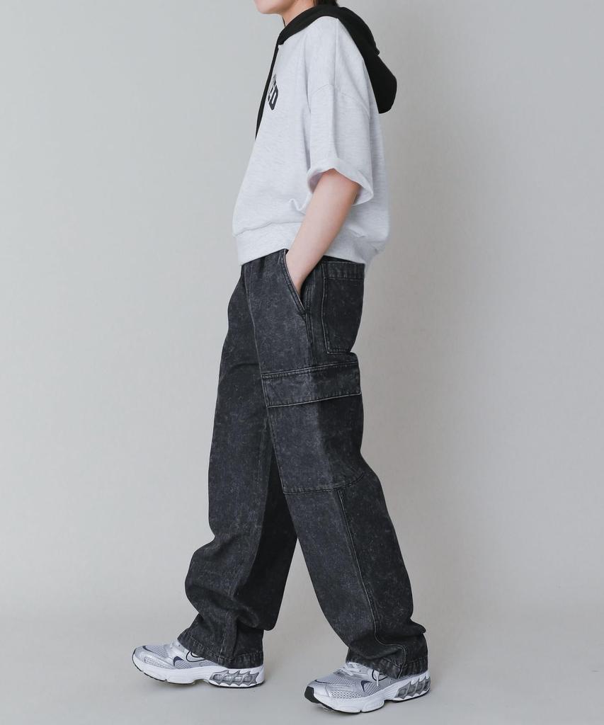 WEGO Denim Easy Cargo Junior Denim Size Denim Black Sonata Pants, Size, Pants, Streetwear, Men's, 160,