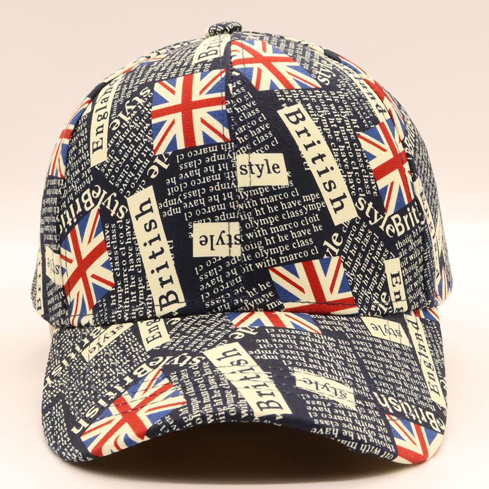 Round Comfortable Top Baseball Cap With Uk Flag Design For Summer