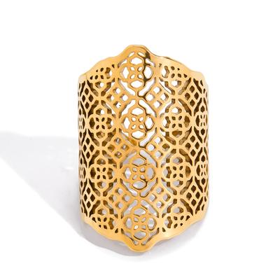 Youthway Minimalistische Hohlgeometrische Ringe für Damen Vergoldete Edelstahlringe Einfacher Modeschmuck Geburtstagsgeschenk