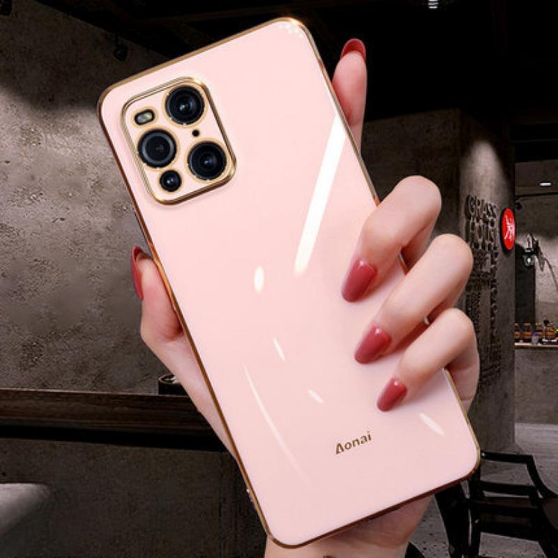 

Suitable for OppoReno8Pro+ Phone Case Straight-edge FindX5 Soft Shell Tpu Electroplated A96 Protective Case A93 K10pro розовый