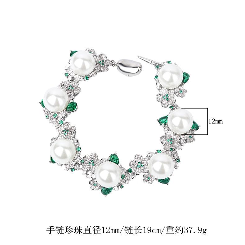 Austrian Palace Flower Pearl Bracelet Sea Water Grey Shell Freshwater Daxi Di Gong Ting Feng Women's Style