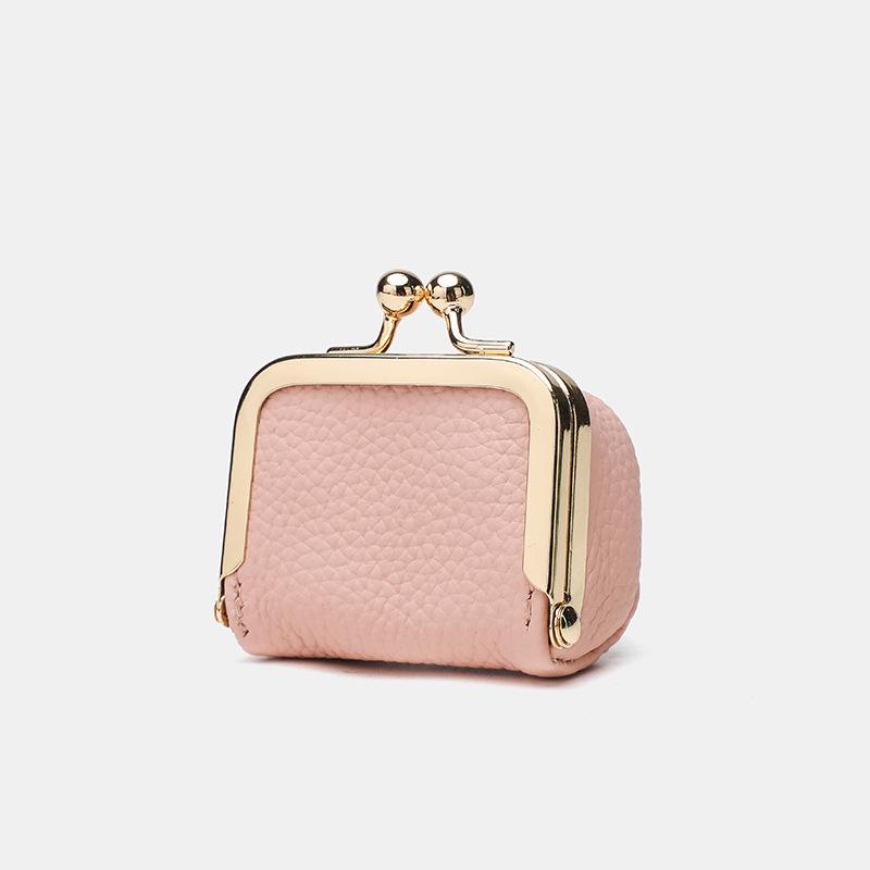 Mini-Schmuckschatulle aus echtem Leder für Ringe und Ohrringe rosa