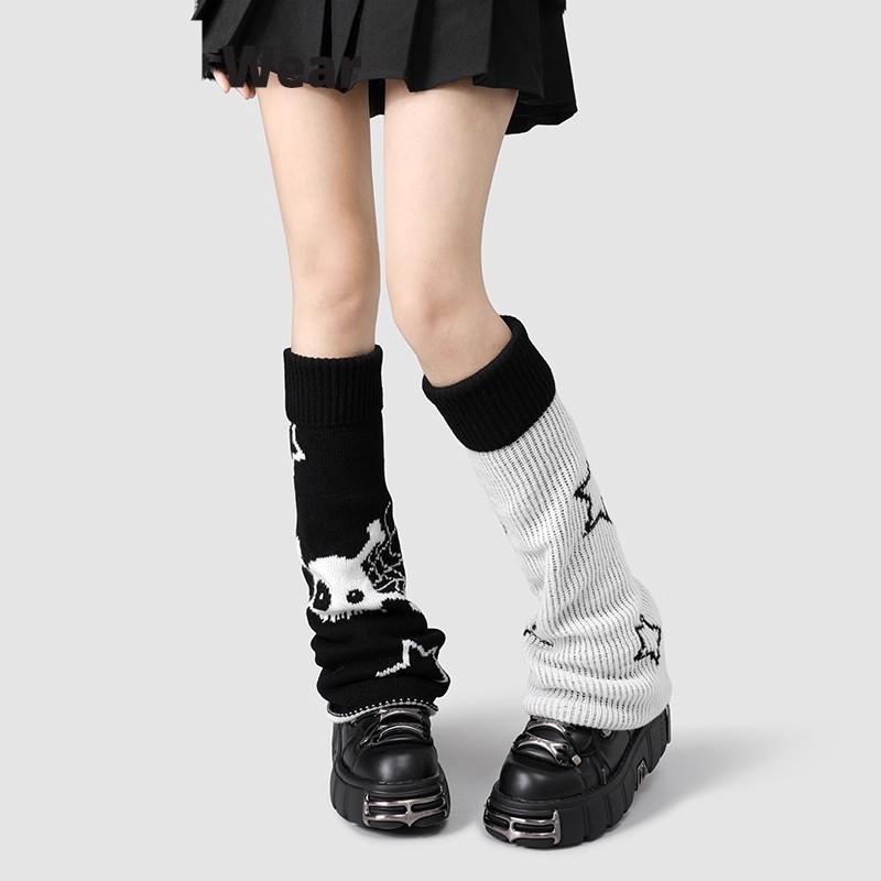 Ladies Spring and Autumn Wide Leg Knitted Front and Back Wear Thin Leg Pile Pile Socks