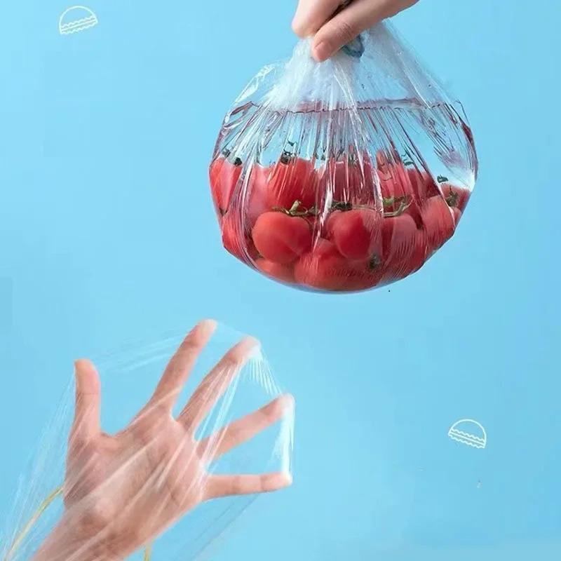 100 Stück Elastische Lebensmittelabdeckungen, Einweg-Plastikschüsseldeckel zur Aufbewahrung von Obst und Gemüse, Frischeverschluss-Folien