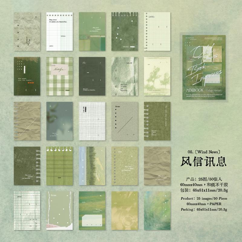 JIAMEI 50sheets Vintage Printing Series Light Retro Memo Mini Sticker Book DIY Handmade Decoration Scrapbooking Material Sticker