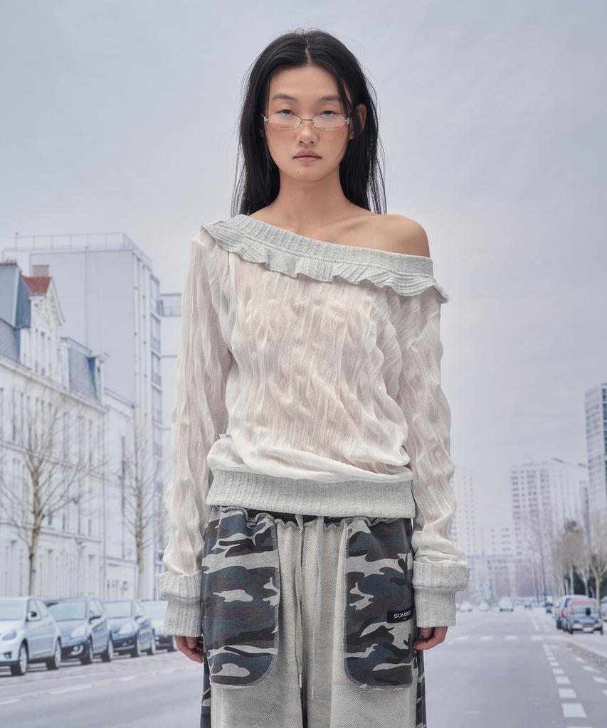 SOMSOC Dim Wrinkle Raw-Cut Sweatshirt_White
