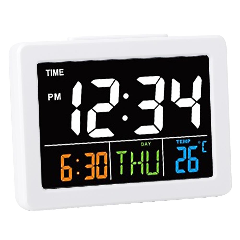 

Color Large Screen LCD Electronic Desk Alarm Clock with Temperature Date Display less than br more than (White ) белый