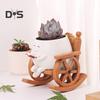 Smile Face Flower Pot Resin Rocking Chair Reading Planter Pot Smiling Succulent Flowerpot for Indoor Outdoor Plants