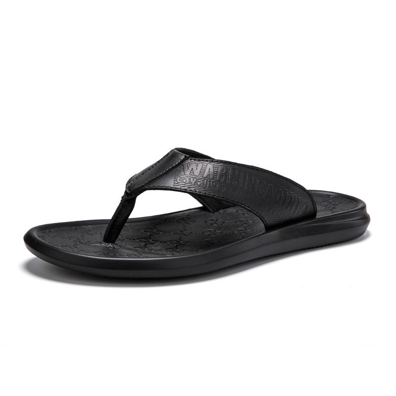 Fashion Brand Designer Summer Men Flip Flops Outdoor Beach Shoes Luxury Sandals Genuine Cow Leather Slippers For Male Casual Leisure